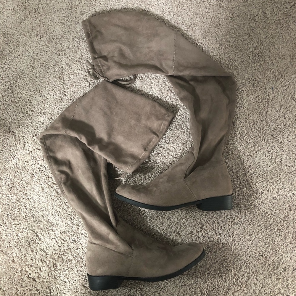 Catherine Malandrino Thigh High Suede Boots Tie